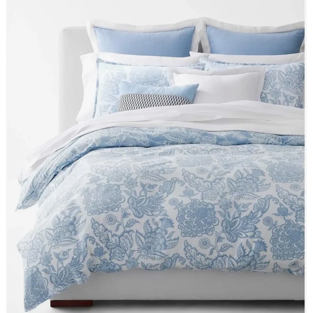 Ralph Lauren Home king Duvet Cover Set Joanna Floral 3 Piece Reversible Blue - Picture 3 of 15